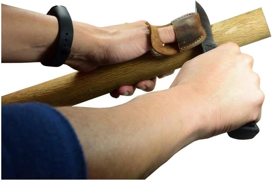 Thumb Guard Wood Carving Tools 2Pcs - Whittling Kit Grain Tool, Leather...