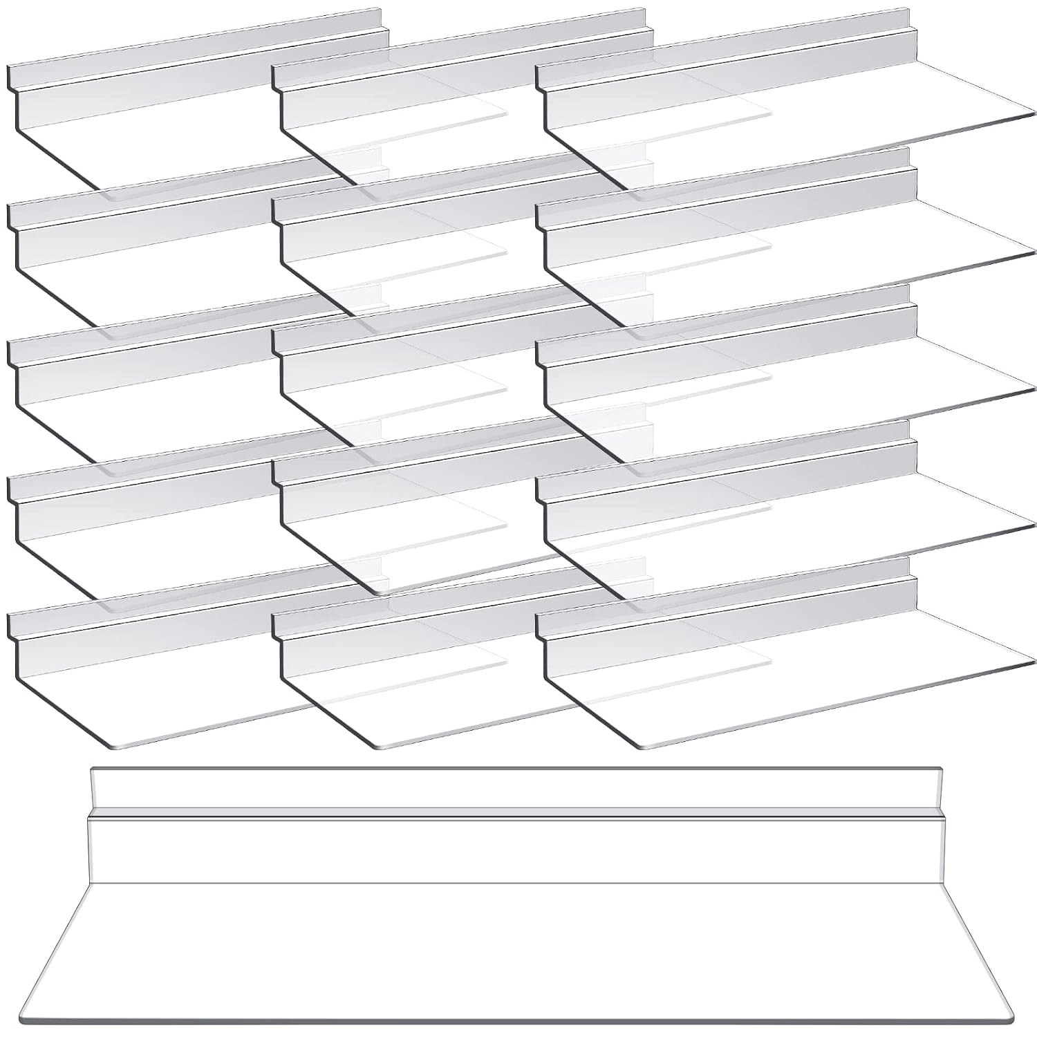 16 Pack 4 X 10 Inch Slatwall Shelves Hanging Accessories Clear Slatwall Shelf Pl