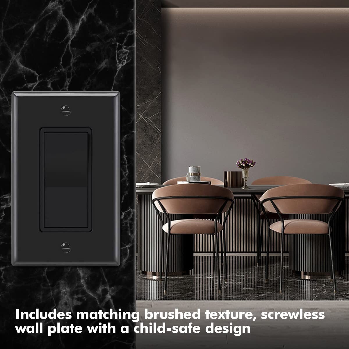 10 Pack Decora Light Switch Black, Single Pole Paddle Rocker,15A 120V/277V