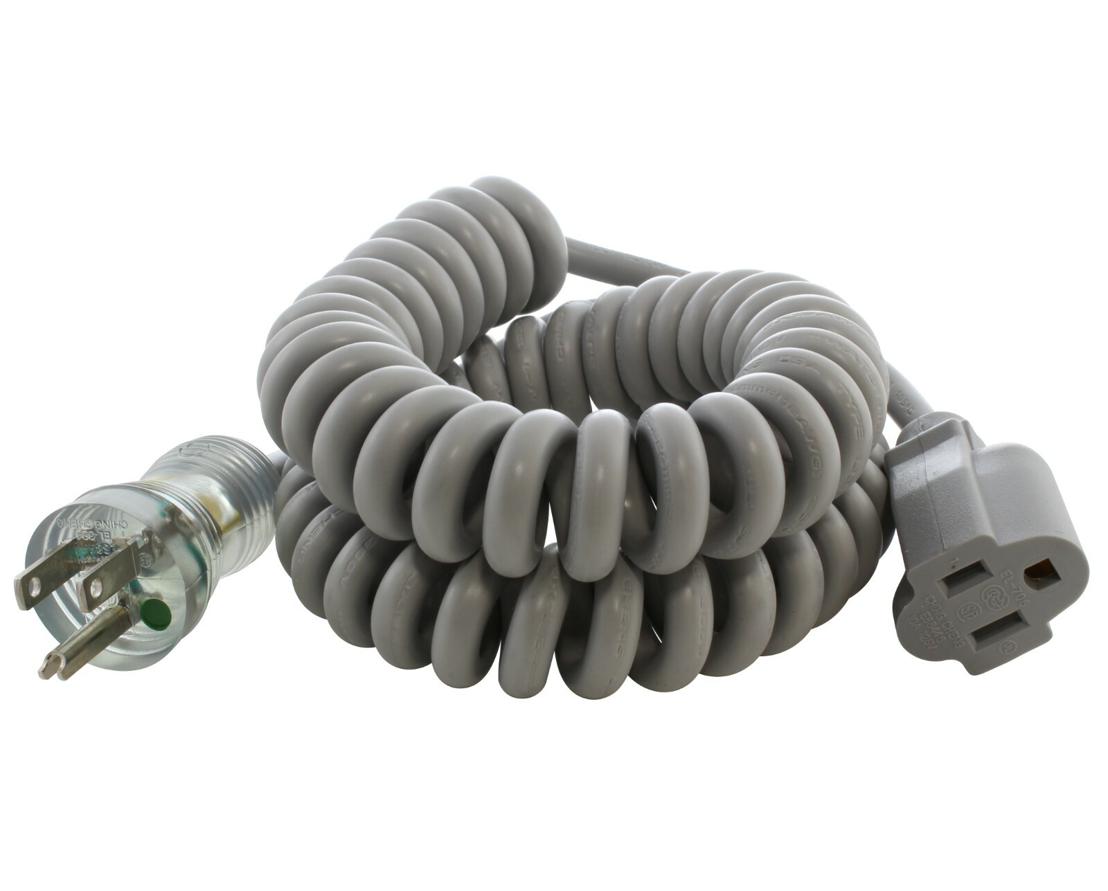 6.5ft Coiled Medical Grade Power Cord NEMA 5-15P to NEMA 5-15R by AC WORKS®