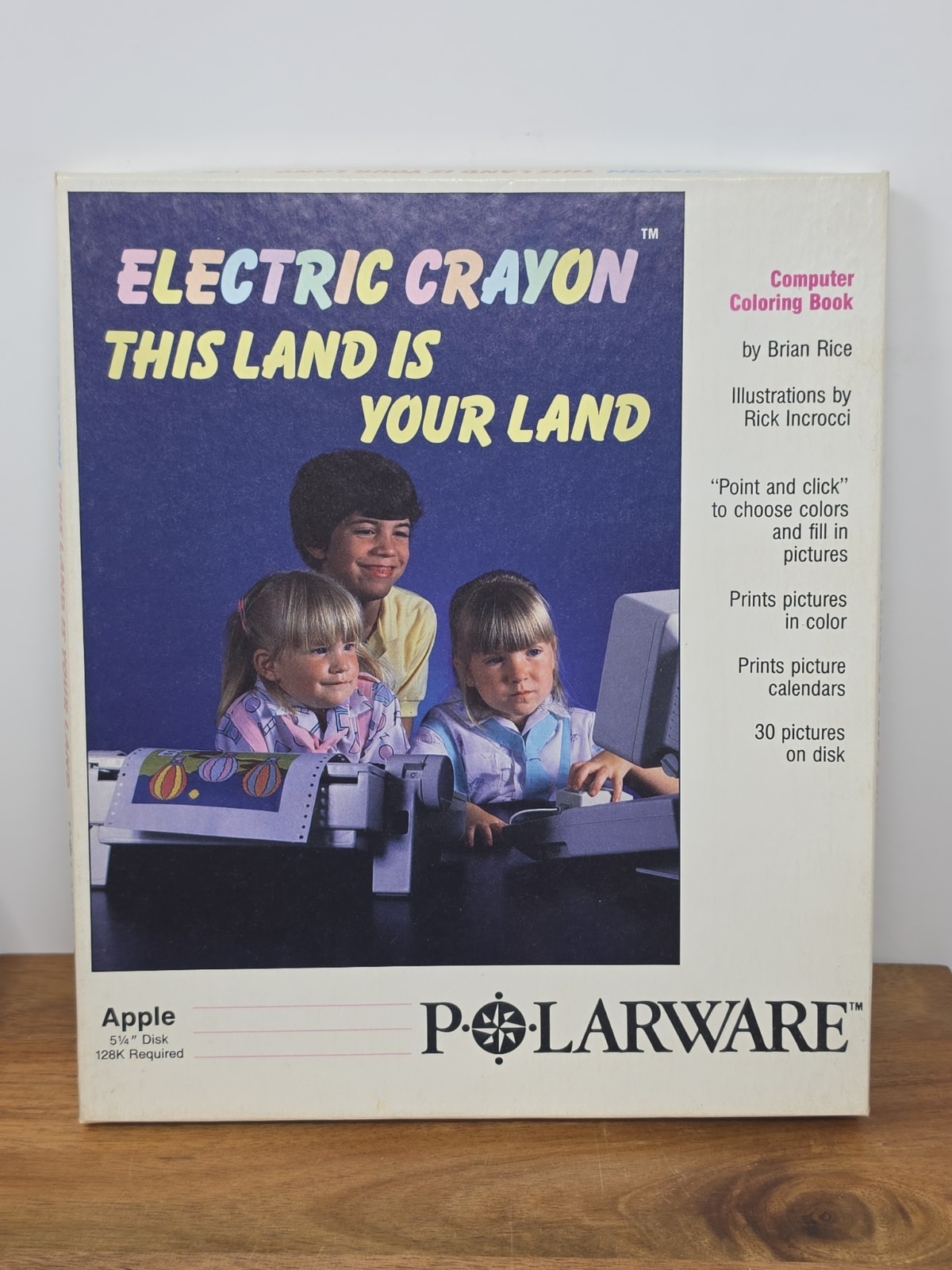 1986 Polarware Electric Crayon - This Land Is Your Land Complete Software 5.25”