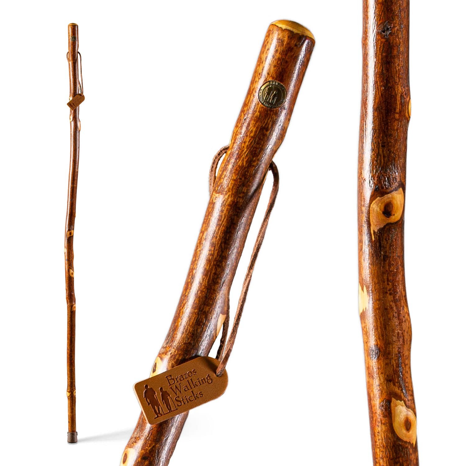 Rustic Wood Walking Stick, Hawthorn, Traditional Style Handle, for Men & Wome...