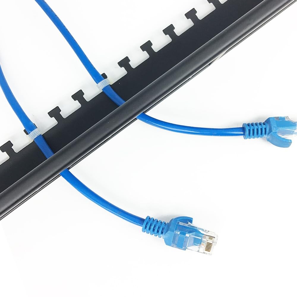 1U Brush Cable Manager Horizontal Rack Mount Cable Management Panel with Tidy Br
