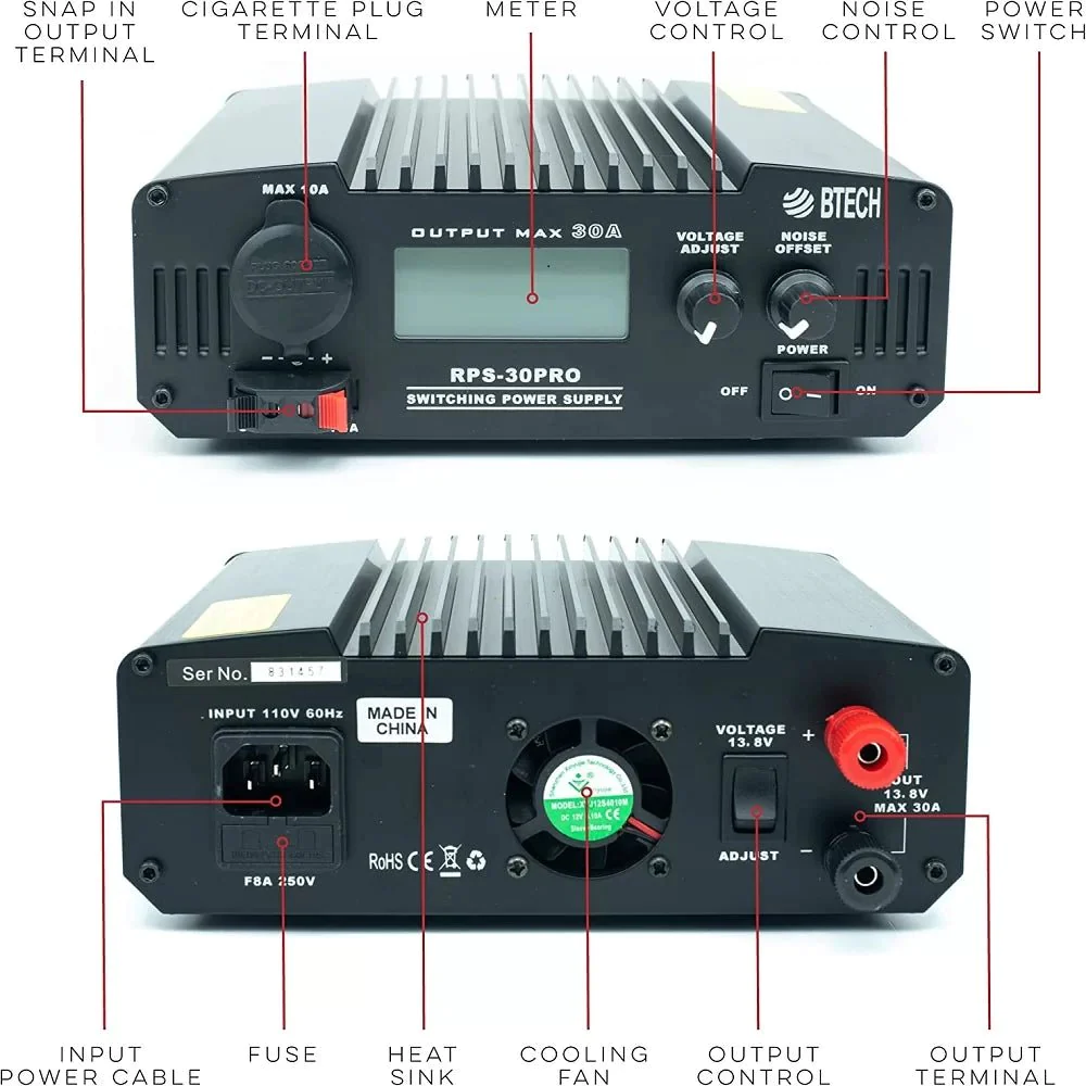 BTECH RPS-30PRO Regulated AC-DC Power Converter