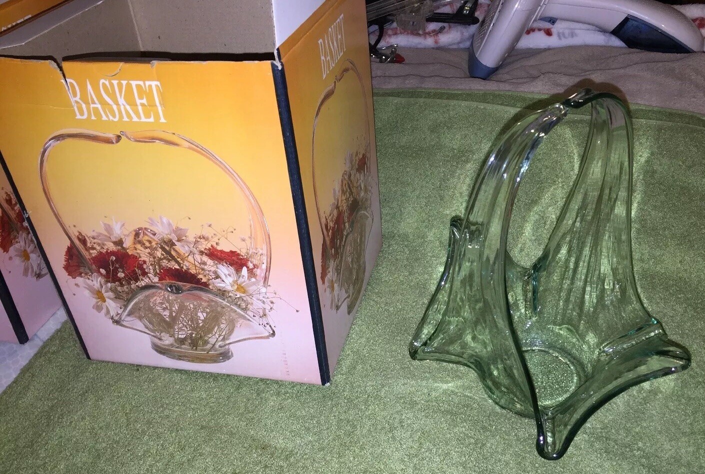 Vintage - Clear Glass Basket In Original Box