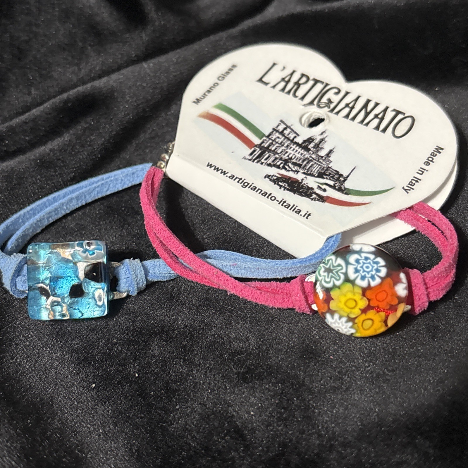 L’Artigianaro Glass Of Italy Murano Glass Cord  Bracelet - Multicolor Adjustable