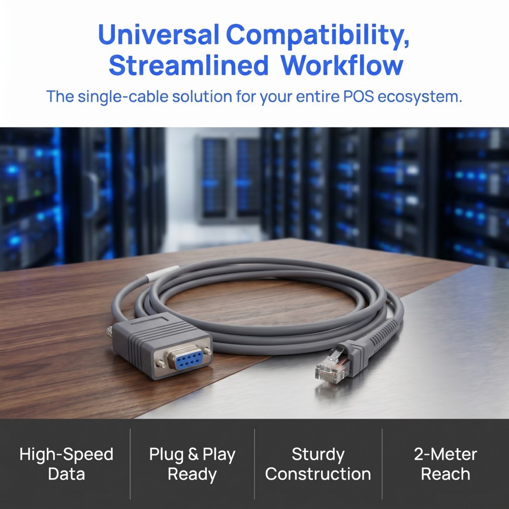 Reusable Grey Barcode Scanner Cable for Pos Systems Straight Cable