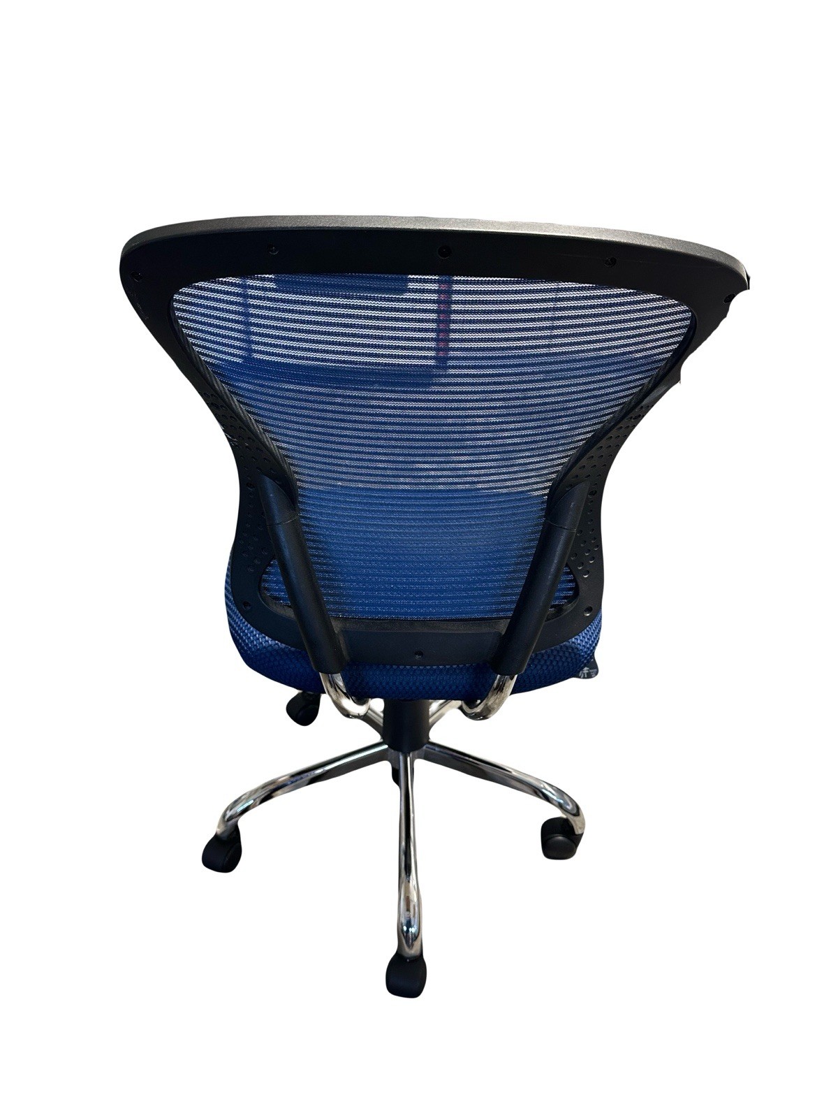 Blue Mesh Office Chair Armless Task Chair w/ Cushion Seat Black Base Rolling