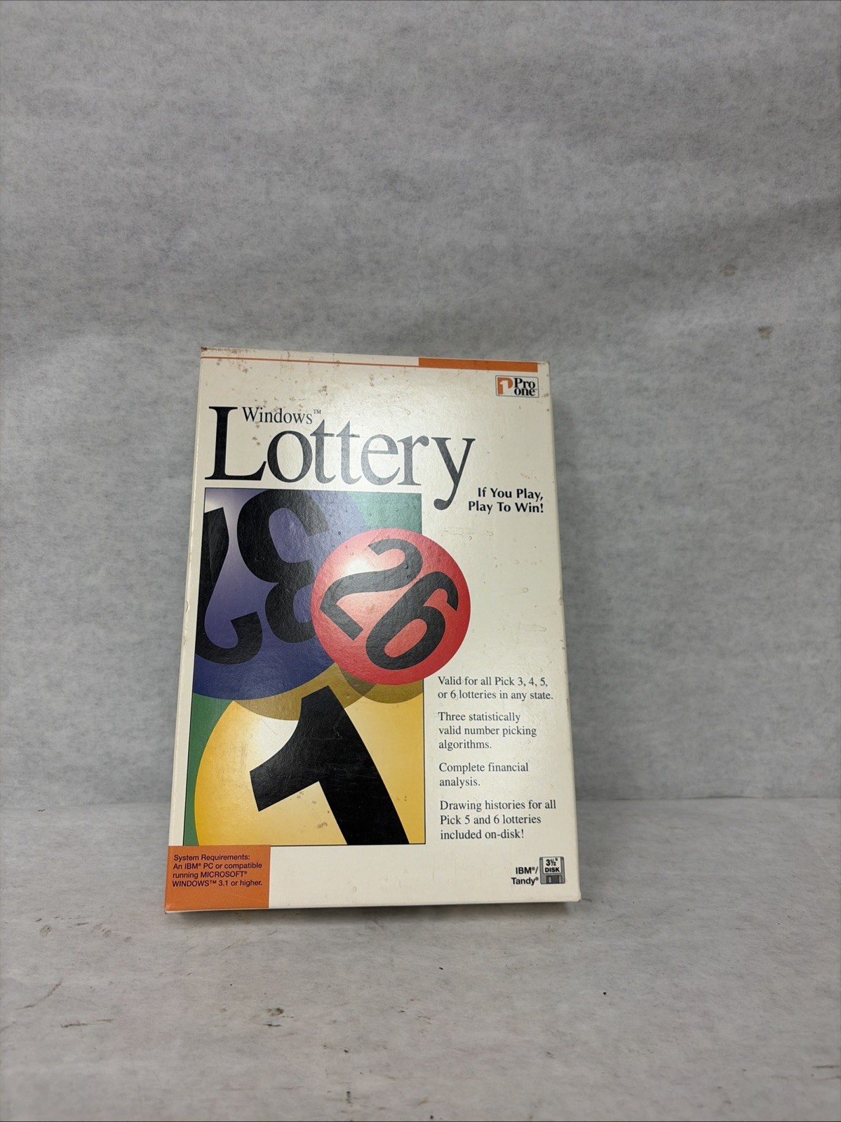 Vintage Pro One Windows Software Lot Lottery Vocabulary 3.5” Disk IBM PC Sealed