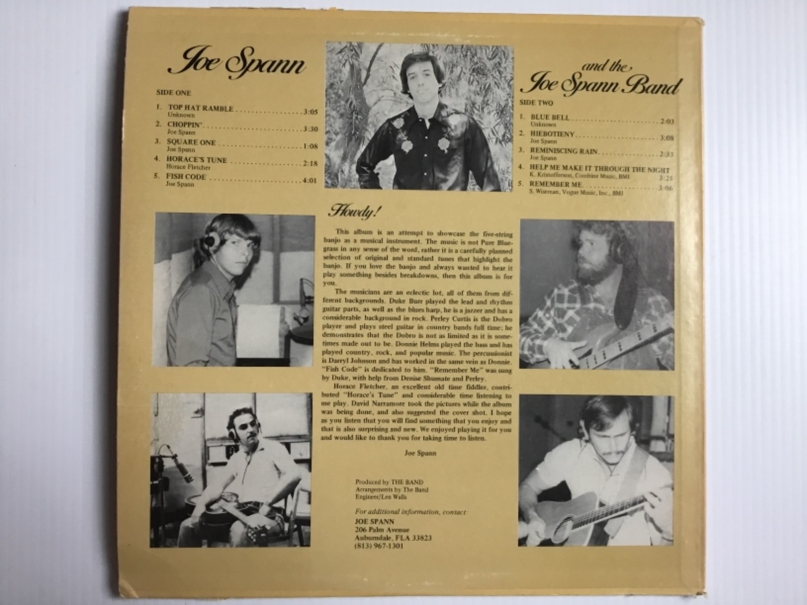 JOE SPANN and the JOE SPANN BAND vinyl LP NM Auburndale Florida