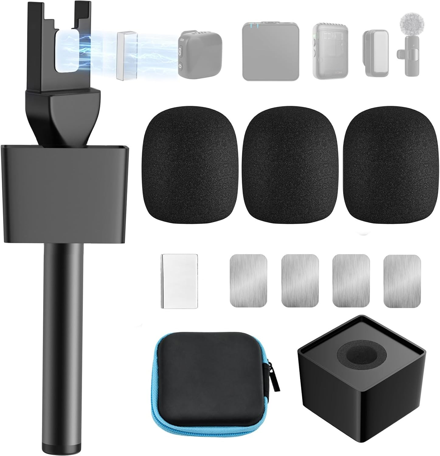 Mic Handle for DJI 1/2/3/Mini 1/2, Microphone Holder for Rode Wireless Go/Hollyl