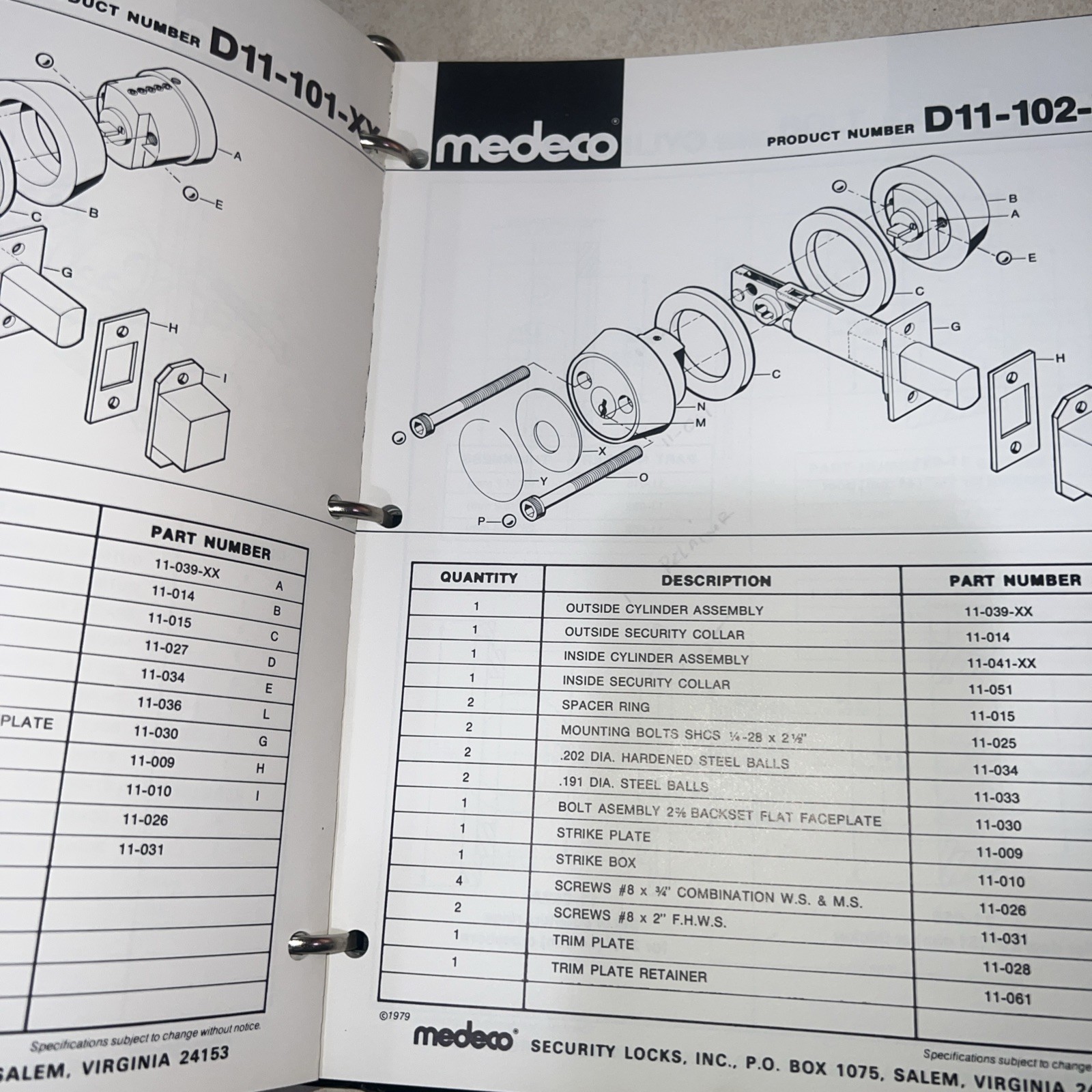 Vintage Medeco Technical Service Manual