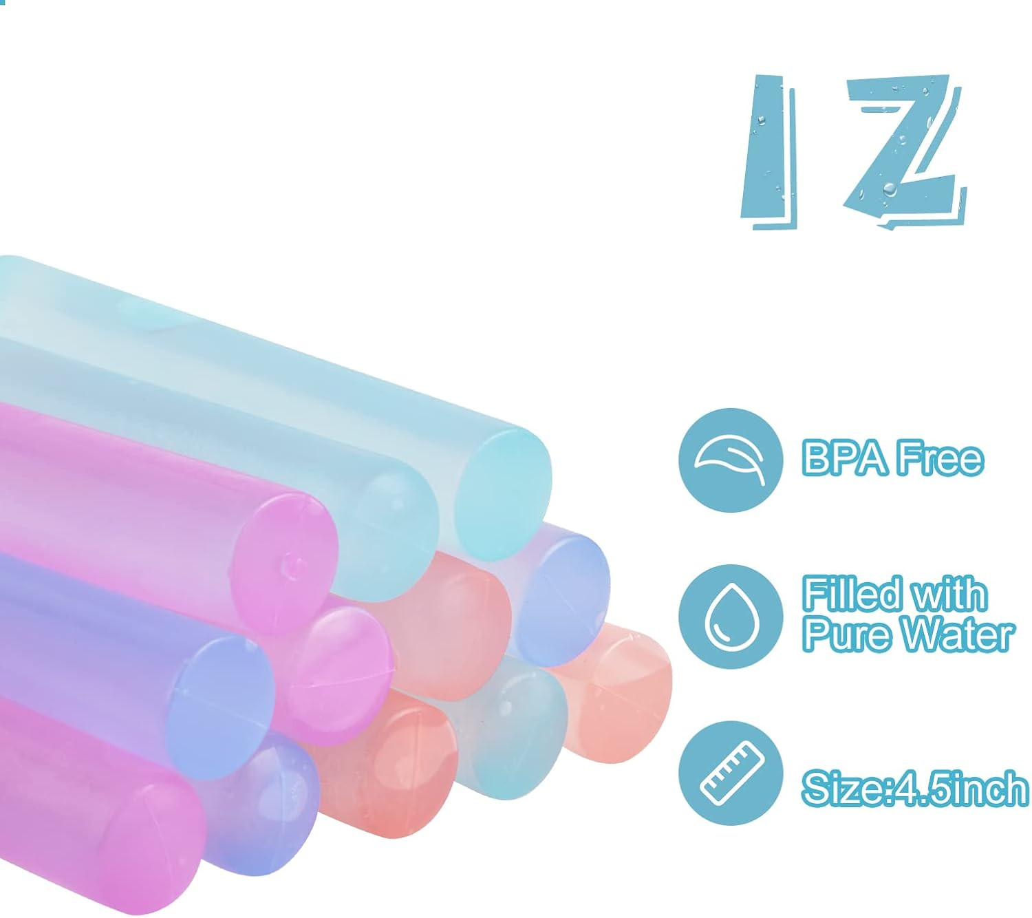 12 Pack Color-Changing Reusable Ice Cubes for Drinks, Quick Freeze Water Bottle