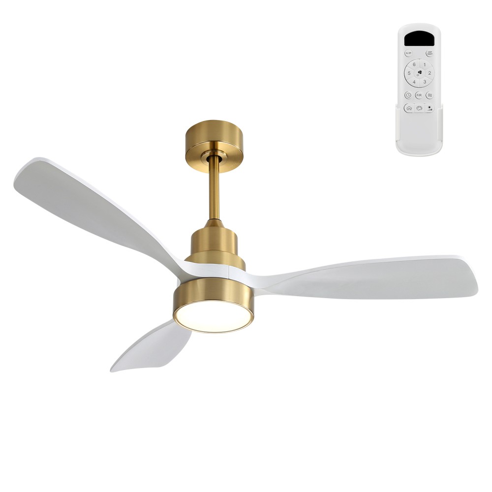 Ceiling Fan With Light 3 Solid Wood Blades Remote Control Reversible DC Motor
