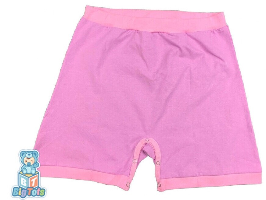 Adult snap crotch shorts Purple and Pink baby  print
