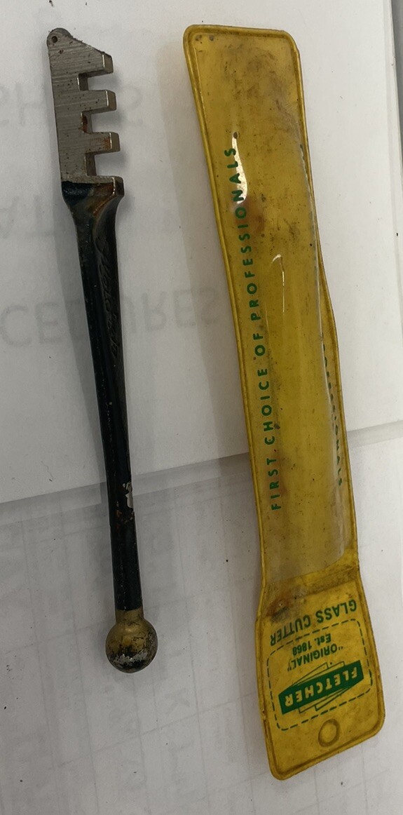Vintage Fletcher Glass Cutters USA Gold Tip With Bag Pre Owned