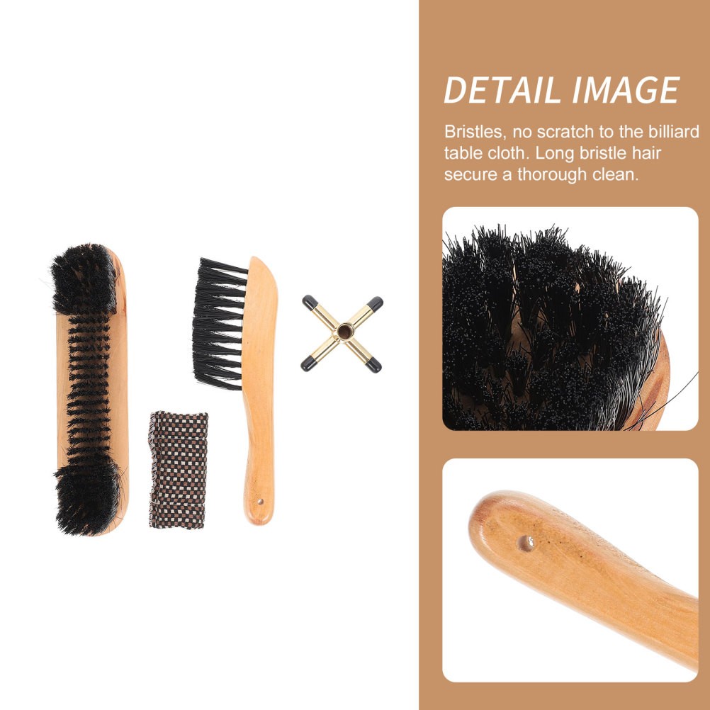 Billiard Table Clean Set Durable PVC Bristle Brush with Cue Holder Metal Rack