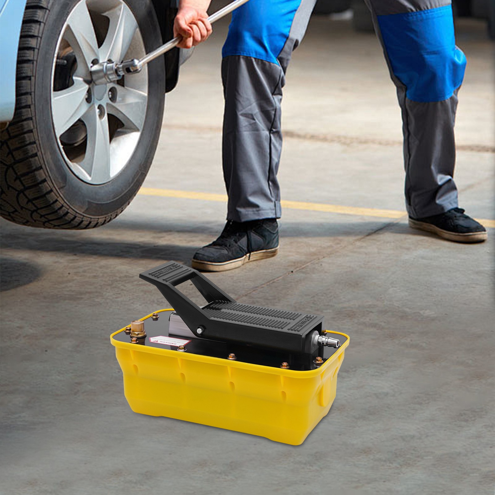 10000 PSI Air Hydraulic Foot Pedal Jack Pump Rotary Lift 0.75-0.95/Lmin 2.3L