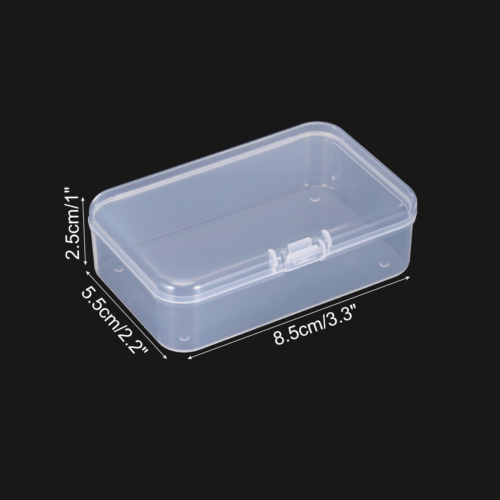20 Pack 3.3x2.2x1 Inch Plastic Clear Storage Box with Hinged Lid