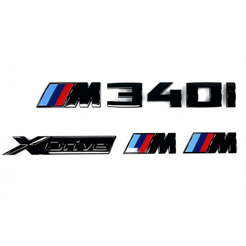 New for 3 Series GlossBlack Emblem M340i+XDrive+M x2 Rear Trunk and Fender Badge