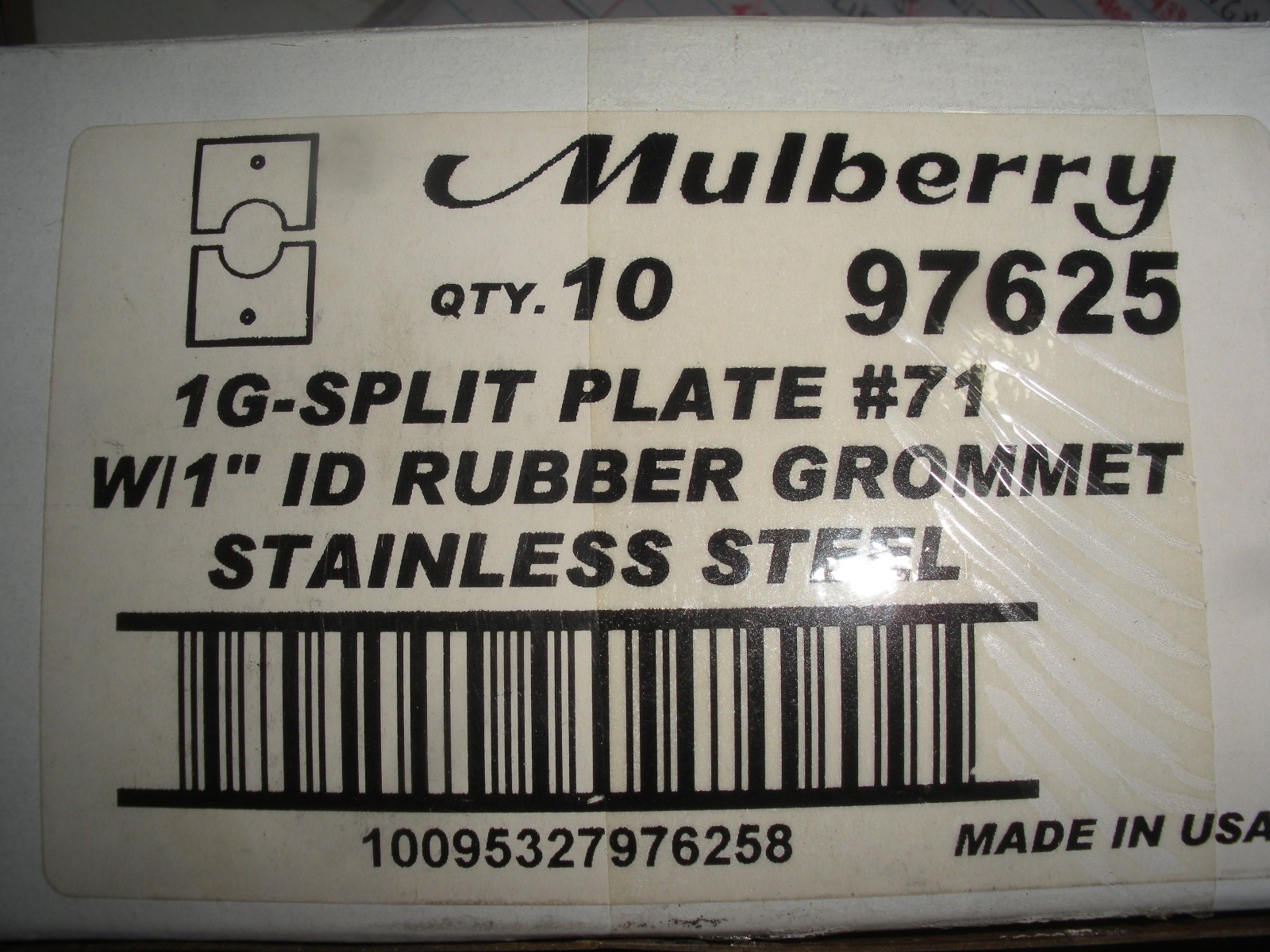 stainless steel split plate 1G w? grommet Mulberry 97625 lot of 10