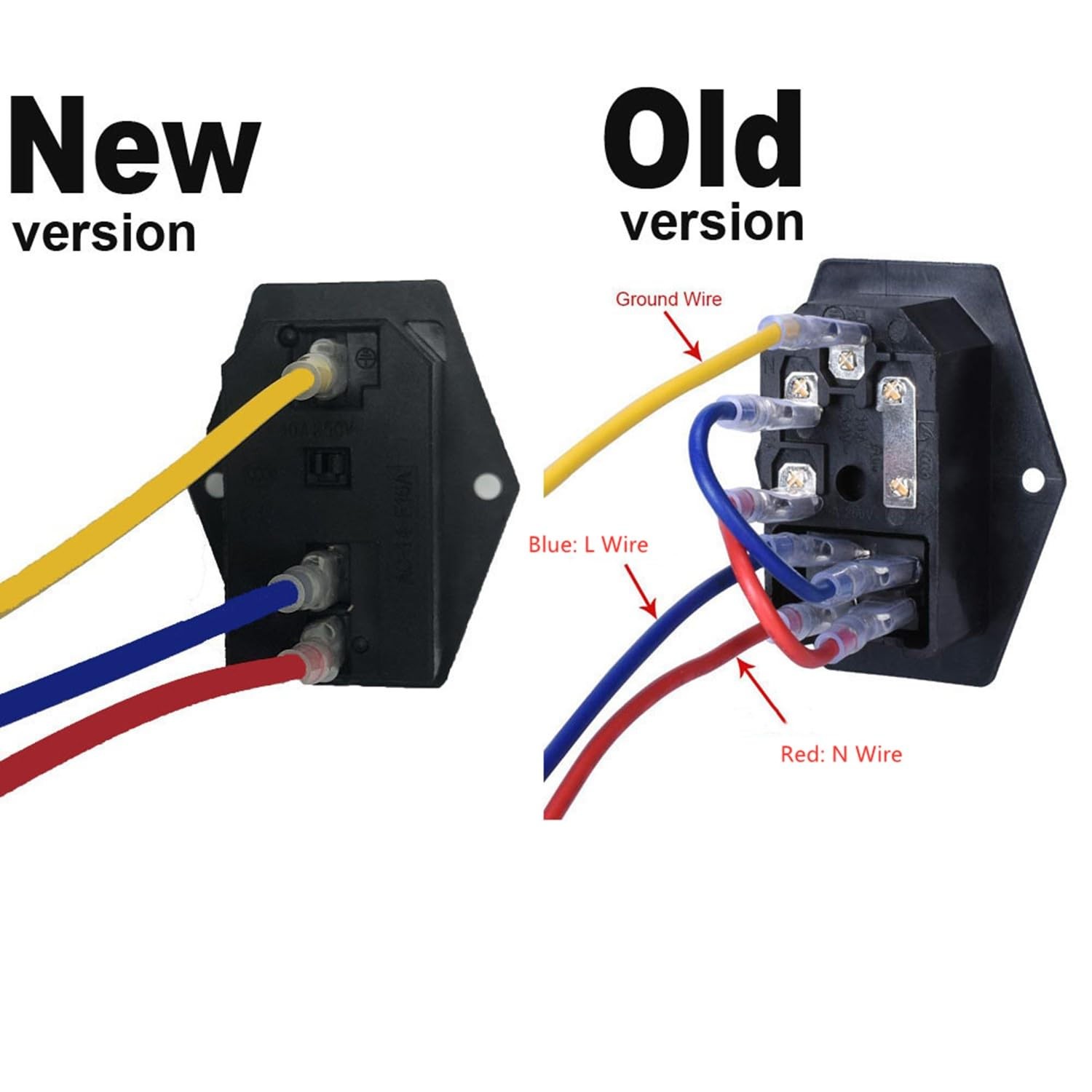 15A 250V Rocker Switch On/Off Power Socket Inlet Module Plug 10A Fuse Switch ...