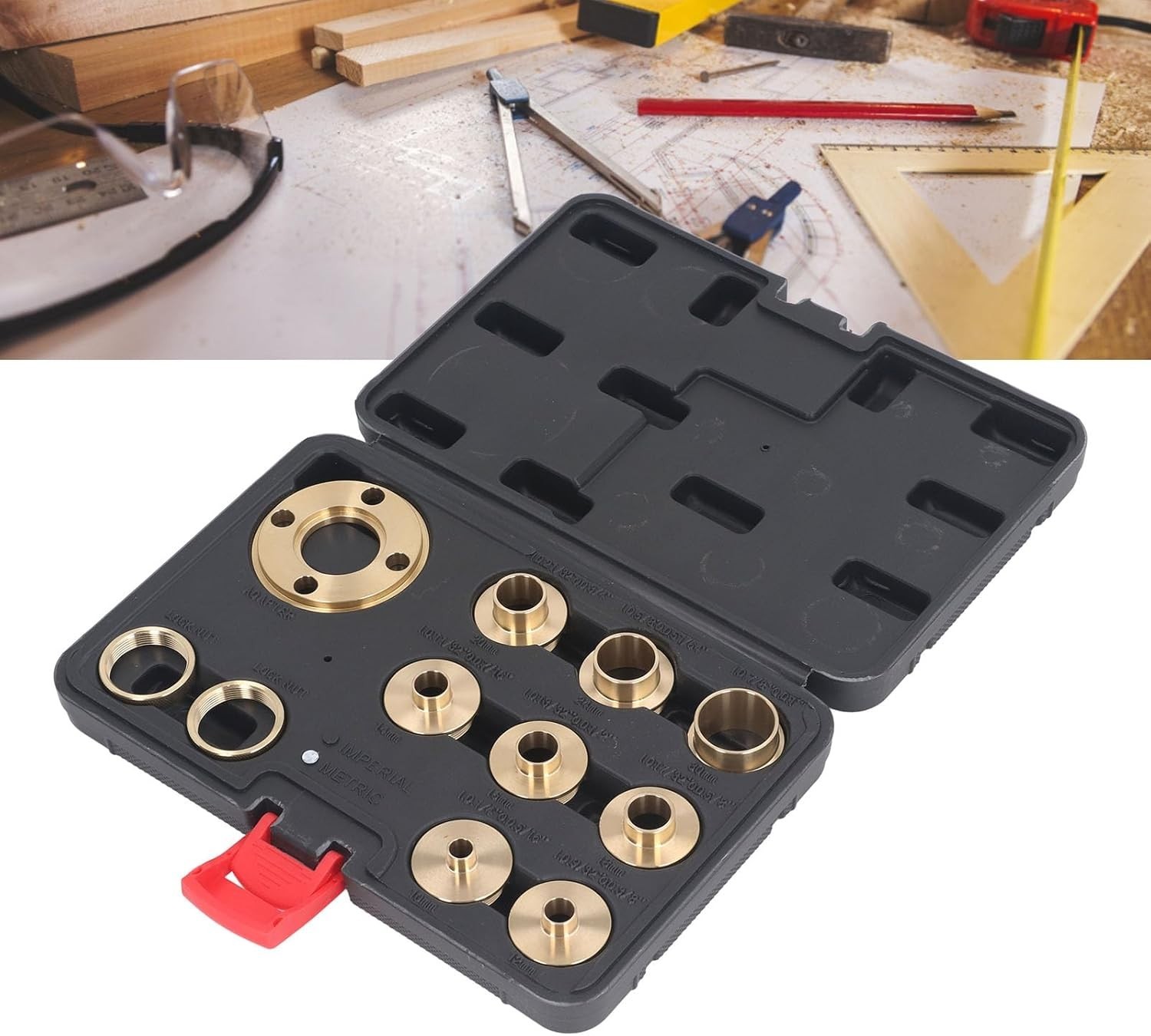 11Pcs Brass Router Bushing Guide Set Router Template Guide with Lock Nut Adaptor
