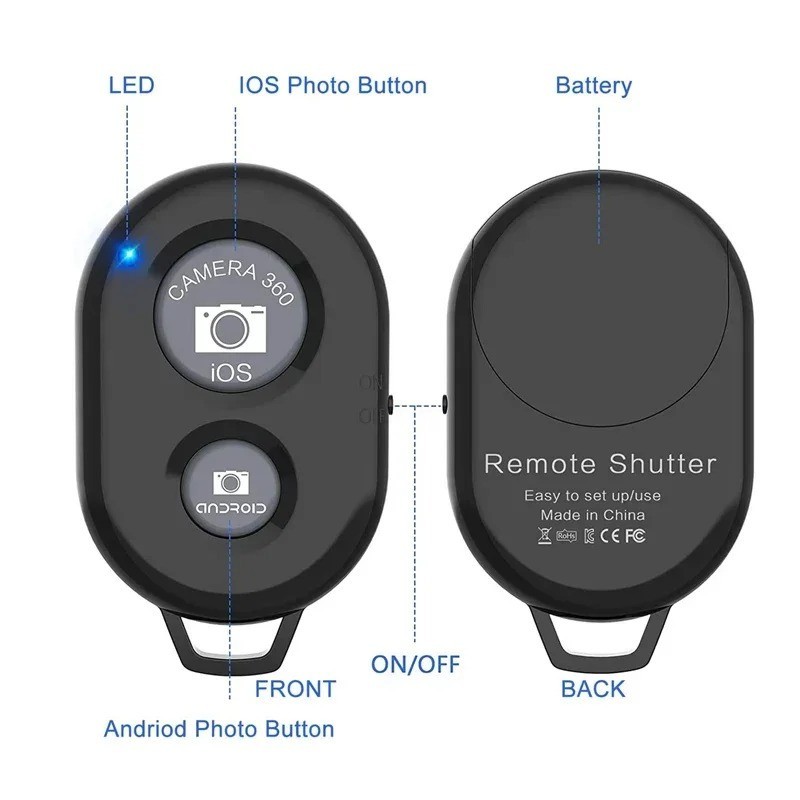 Camera Shutter Wireless Bluetooth Button Remote Control for Android Apple iPhone