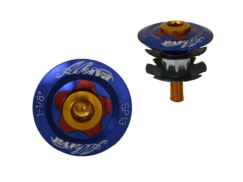 1 NEW BIKE BICYCLE HANDLE BAR HEADSET STEM STAR NUT 28.6mm ALUMINUM TOP CAP BLUE