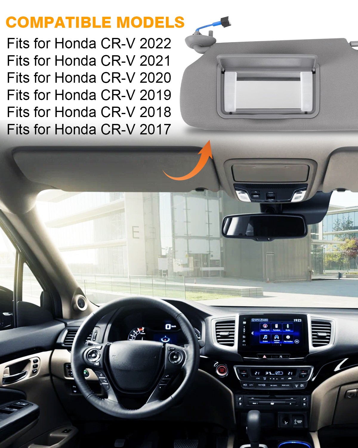 2Pcs Left&Right Sun Visor W/ Lights&mirror for Honda CRV 2017-22 83280TLAA12ZB