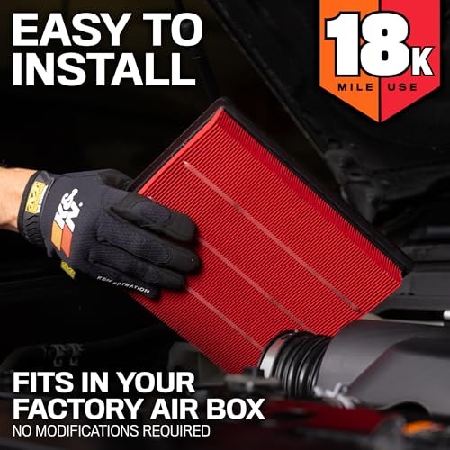 Engine Air Filter: Long Life 18,000 Mile Replacement Air Filter: Compatible
