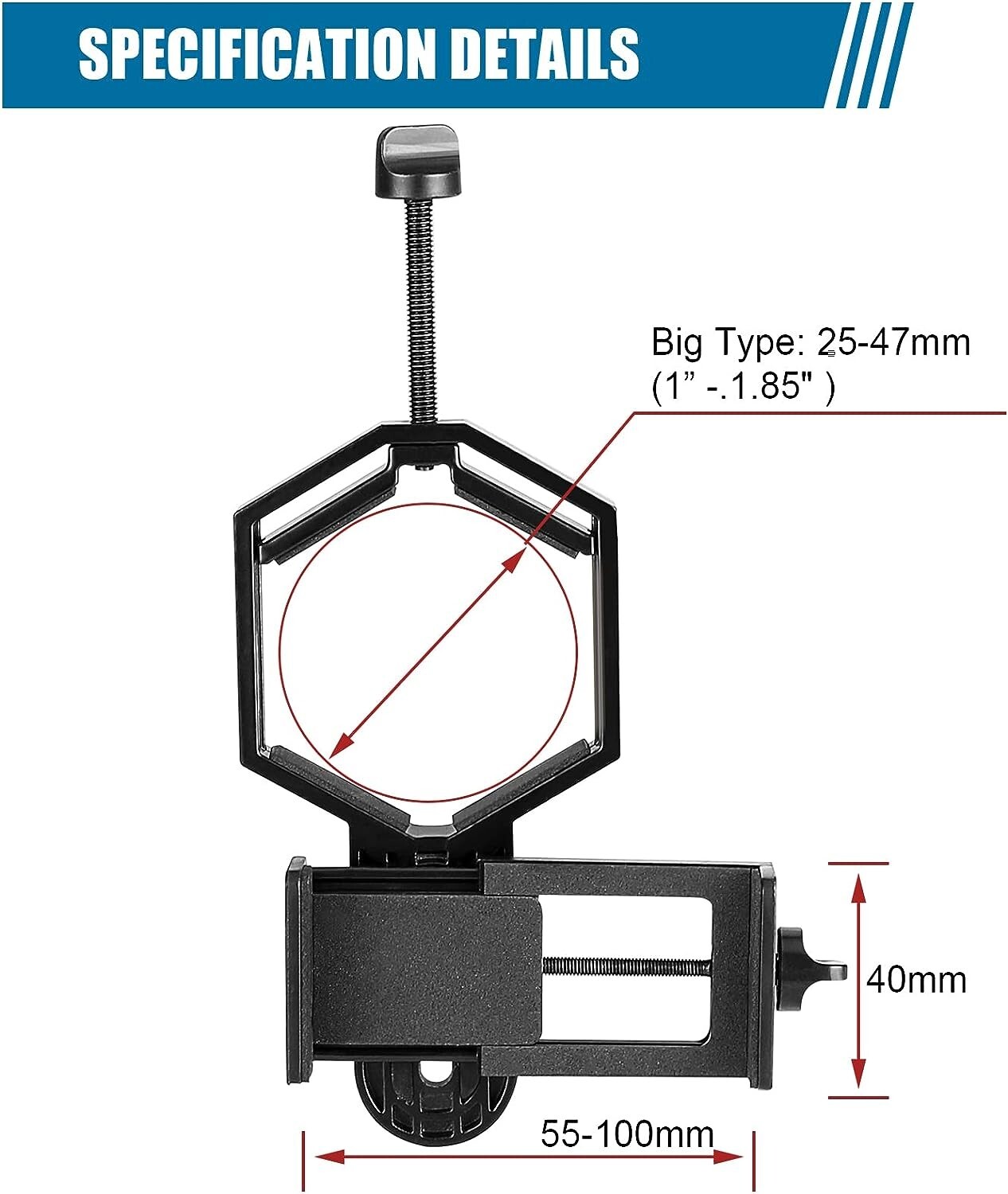Universal Mobile Phone Holder Spotting Scope Cellphone Adapter Mount Rifle Scope