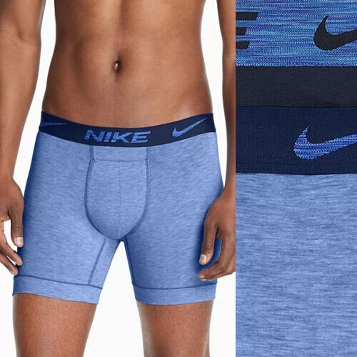 Nike Dri-FIT ReLuxe Boxer Briefs Mens XL Waist (40-42) Blue Stretch 2 Pack