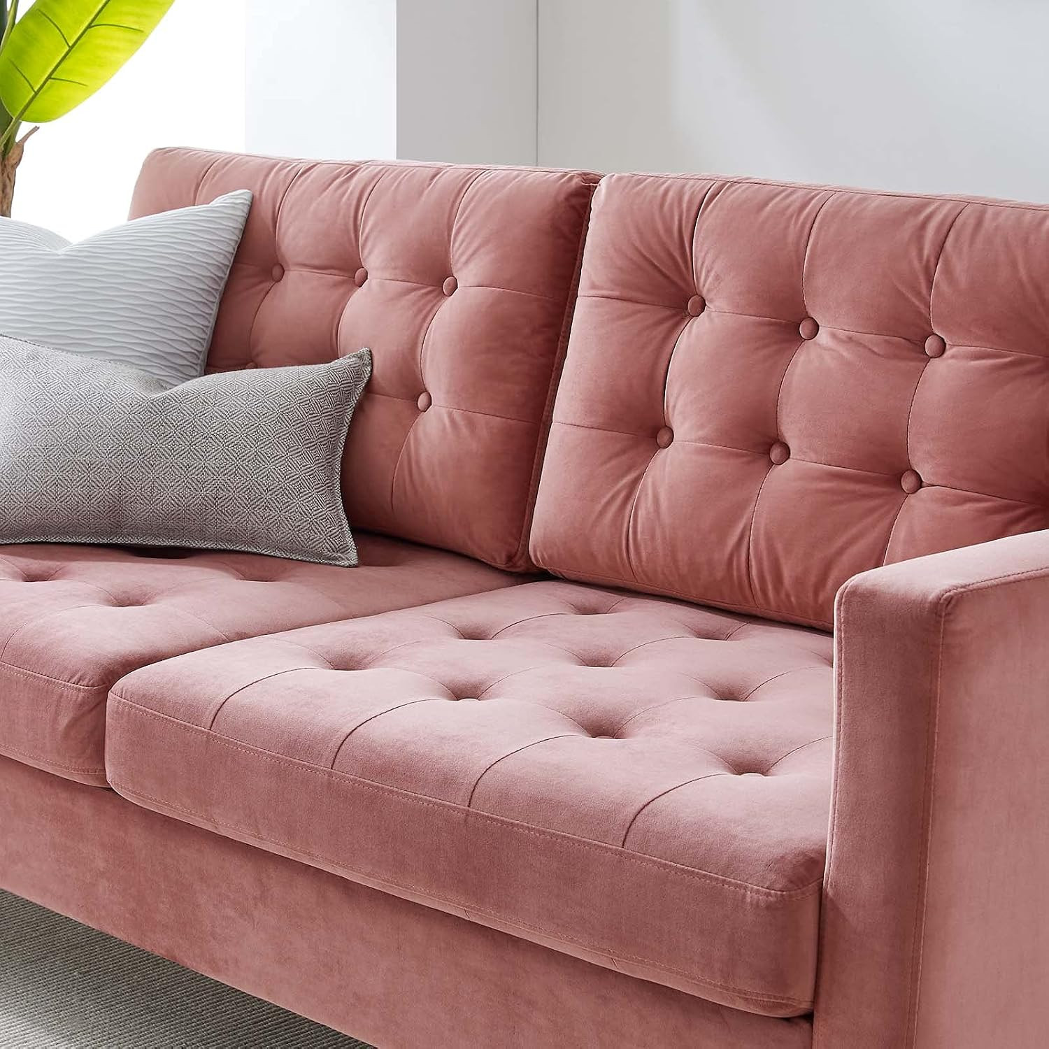 EEI-4444-DUS Exalt Tufted Performance Velvet Sofa, Dusty Rose