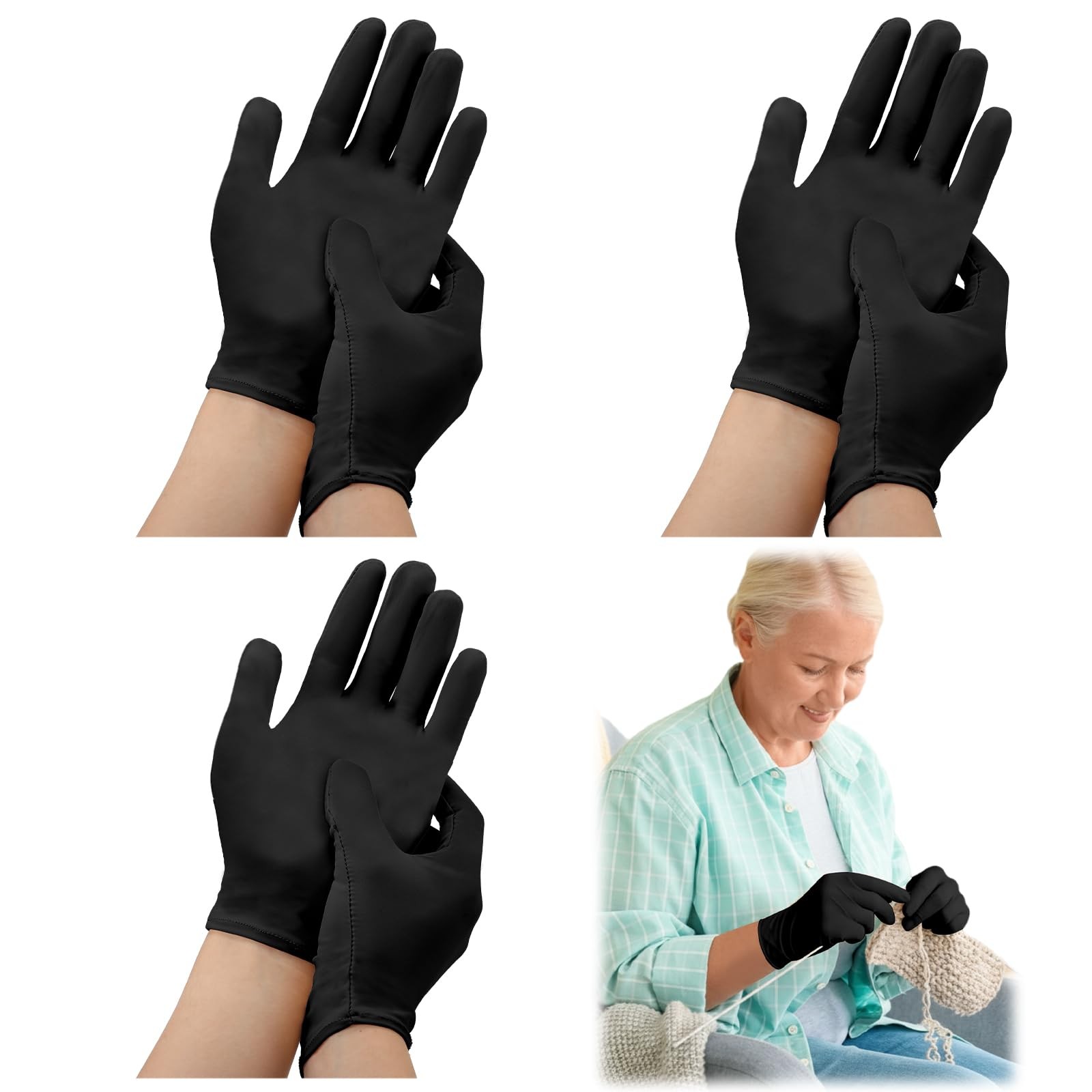 Chicingyou 3 Pairs Elderly Skin Thin Protector Gloves Full Finger Protective ...