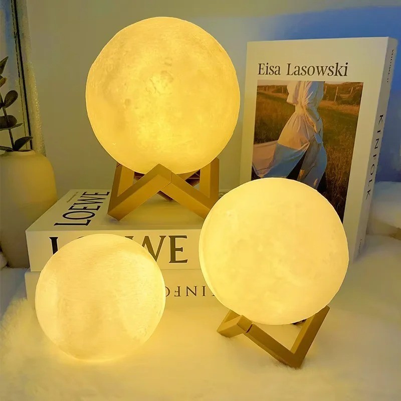 LED Moon Night Light 3D Star Lamp USB Touch Control Bedroom Decor Gift