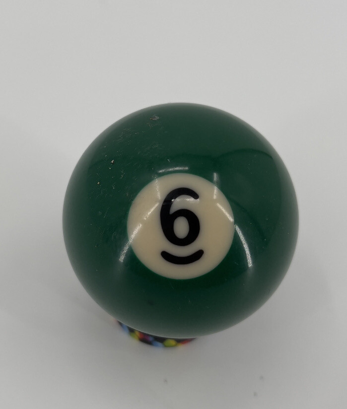 #6 Pool Billiard Ball 2.25, 2 1/4" - Great Shape, Very Small Chip Shown