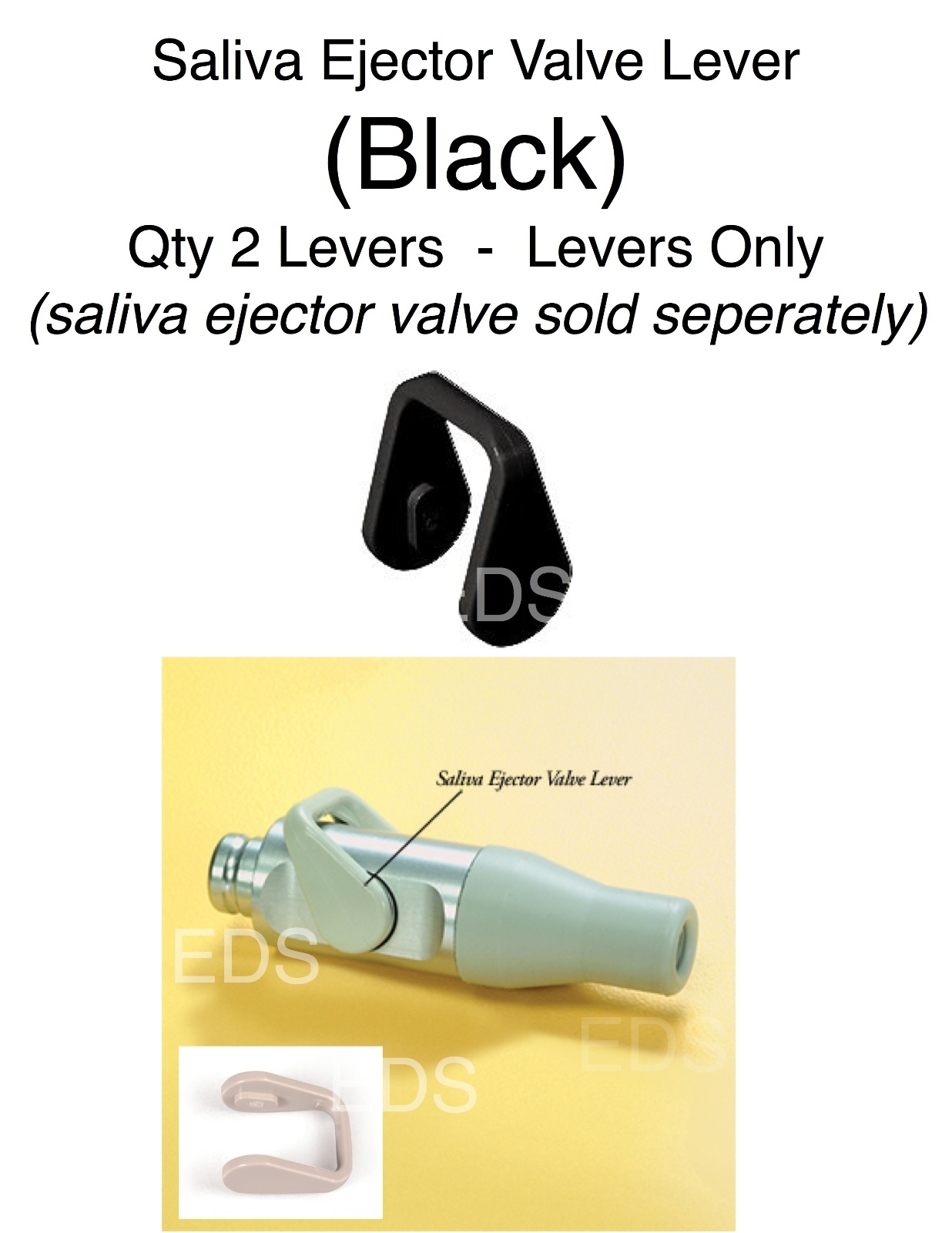 Dental Saliva Ejector Valve Lever - (Levers only) Black - Qty  2 pieces