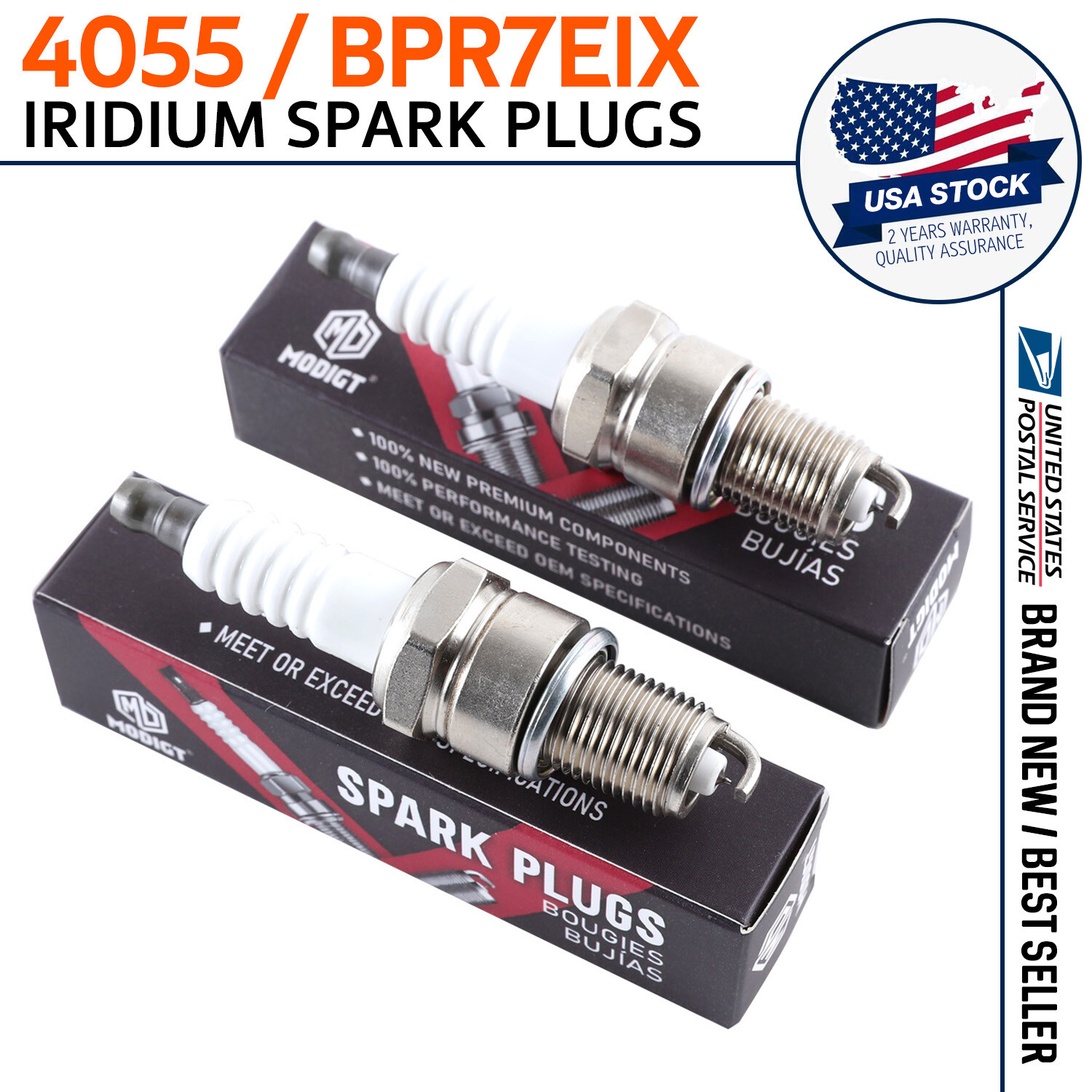 2 pcs For NGK 4055 BPR7EIX Iridium IX Spark Plugs For BMW Polaris Yamaha Cobra
