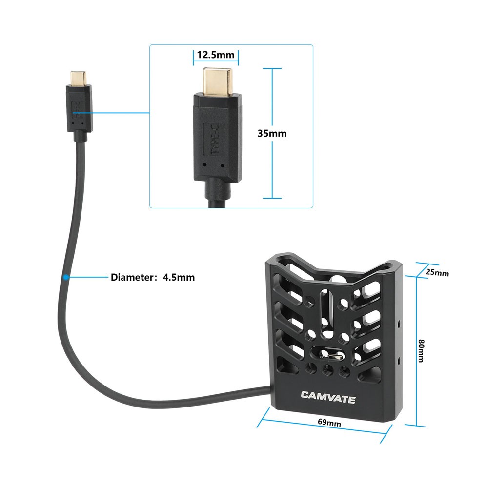 CAMVATE SSD Holder with Straight USB-C Cablefor Samsung T7 Shield