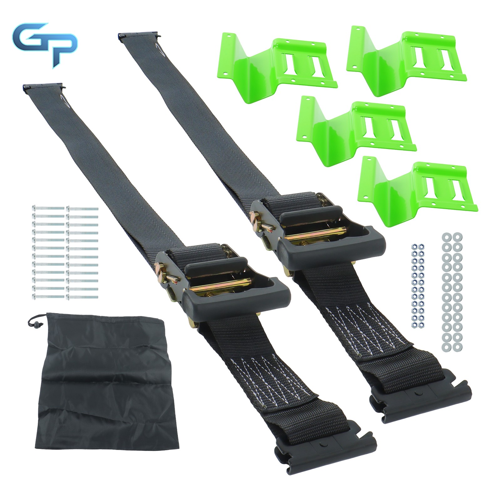 E Track System 8' Black Ratchet Straps Trailer Tire With Wheel Chocks Polyester