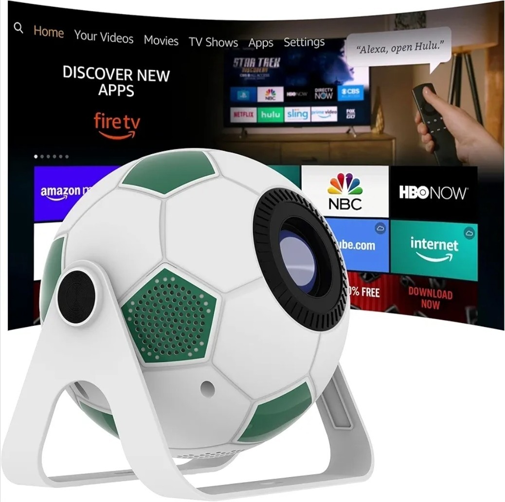 Android 15 Smart Projector 1080P Soccer Ball Portable Auto Keystone WiFi Outdoor