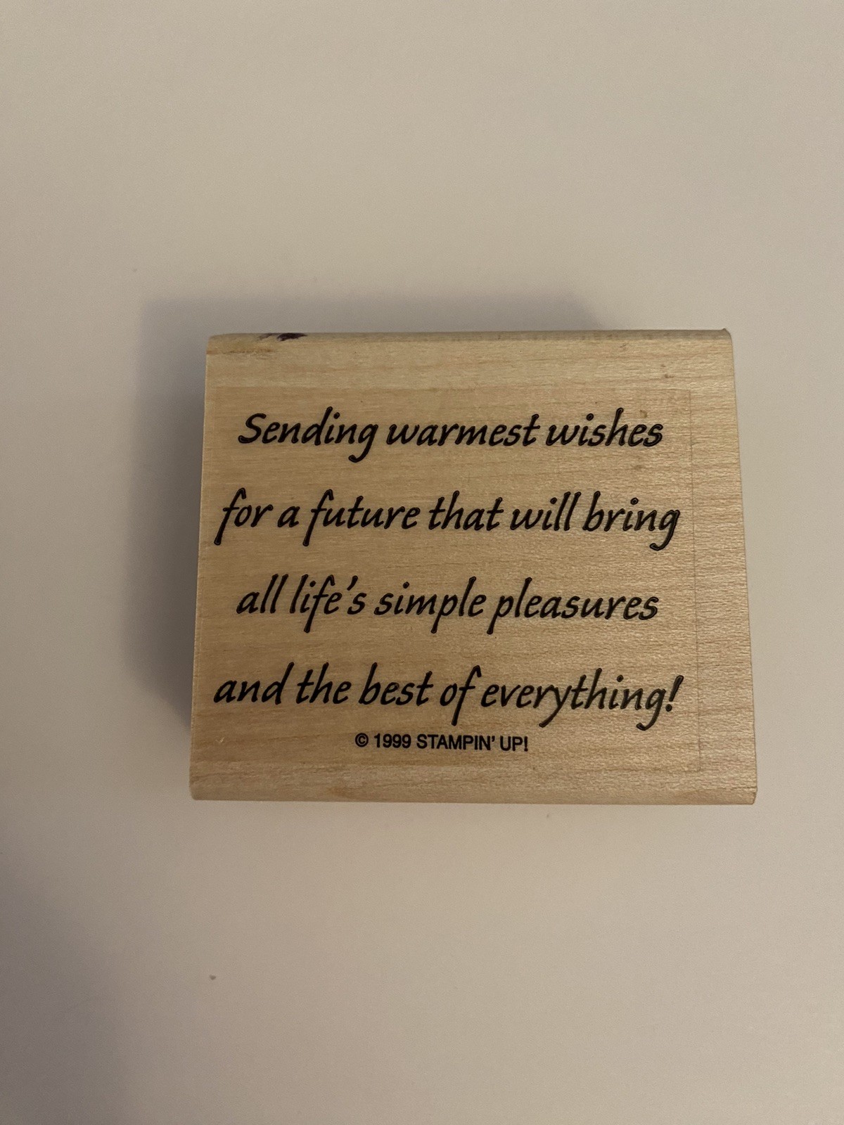 Stampin Up! 1999 Sending Warmest Wishes Wood Mounted Rubber Stamp RS71