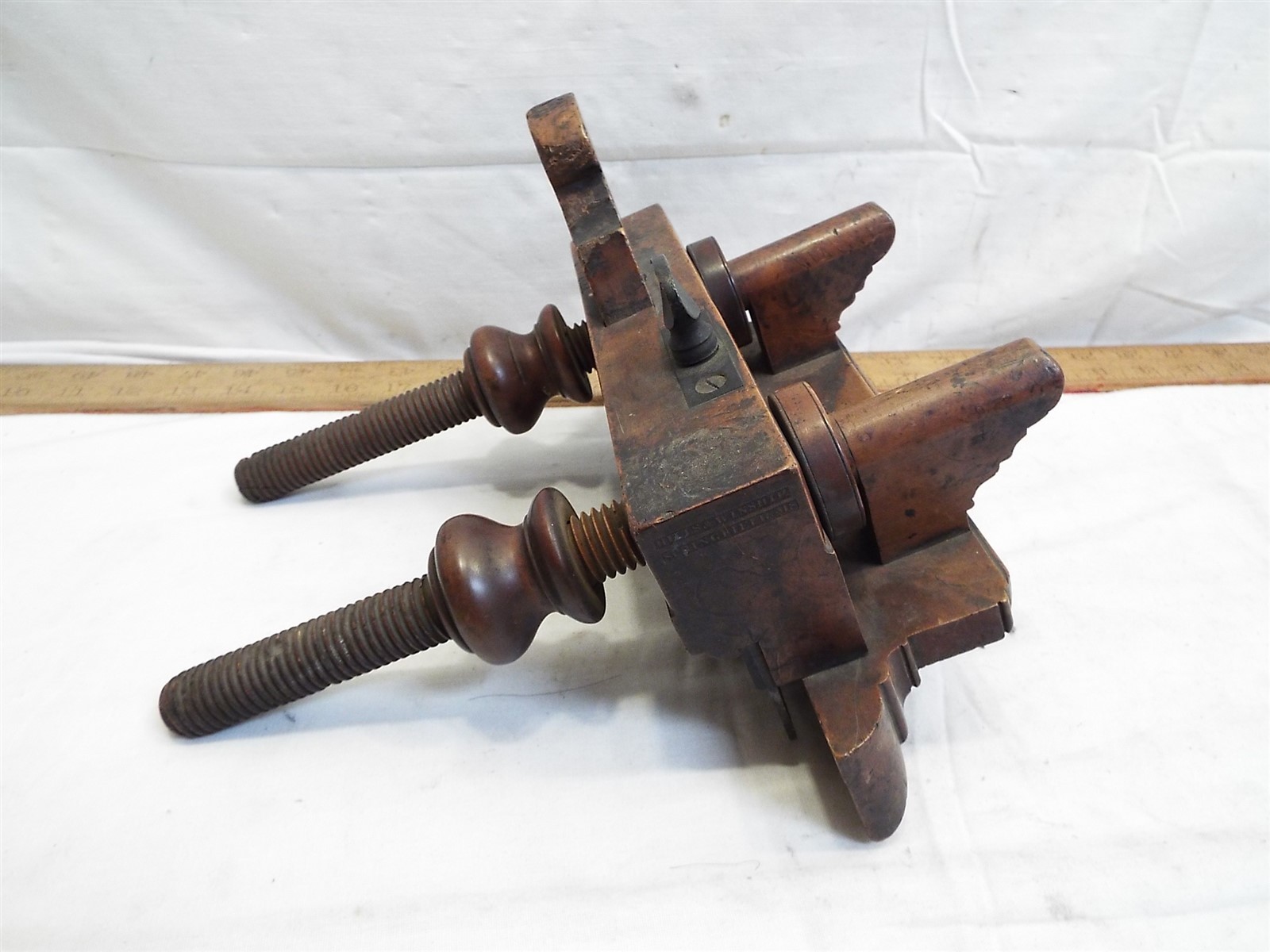 Antique Hills & Winship Screw Arm Plow Plane Woodworking Wood Tool