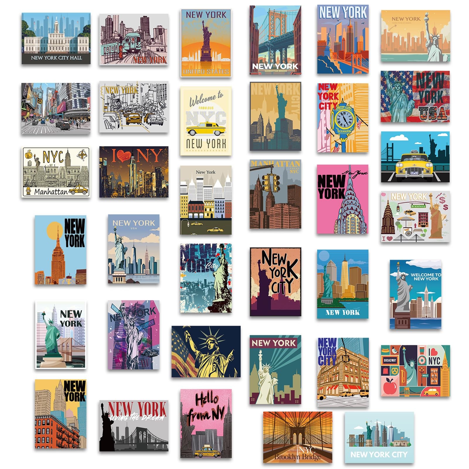 36 Pcs New York Magnets for Refrigerator NYC Fridge Magnet Magnetic USA Souve...