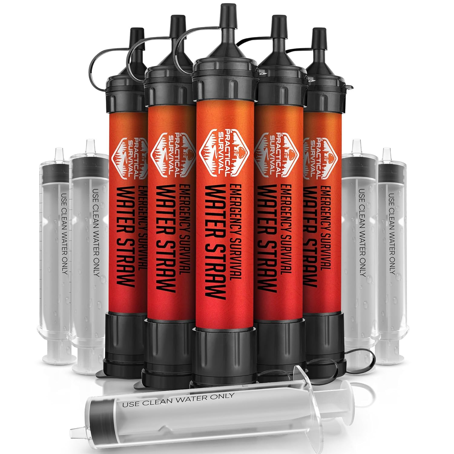 5 High-Capacity Emergency Water Straws – Lightweight, Reusable, 1800-Gallon Fltr