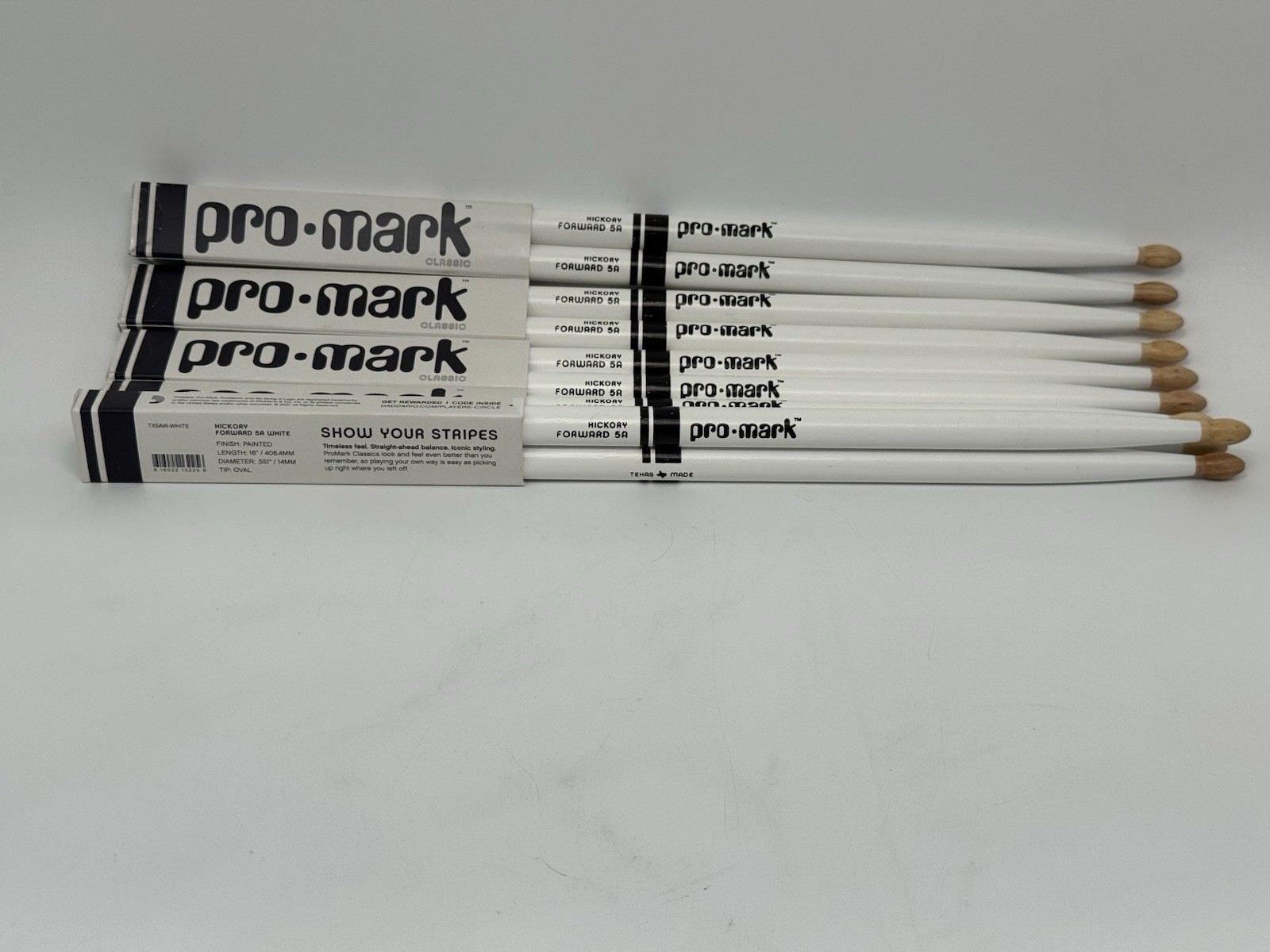 Lot Of 5 ProMark Classic Forward 5A TX5AW-White Hickory Drumstick Oval Wood Tip