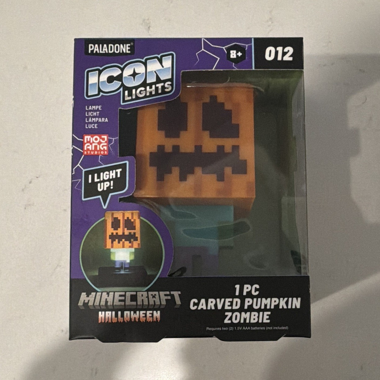 Paladone Minecraft Halloween Carved Pumpkin Zombie Icon LED Battery Night Light