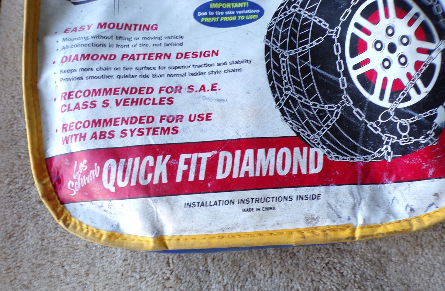 Les Schwab Quick Fit Diamond Pattern Tire Snow Chains @dD