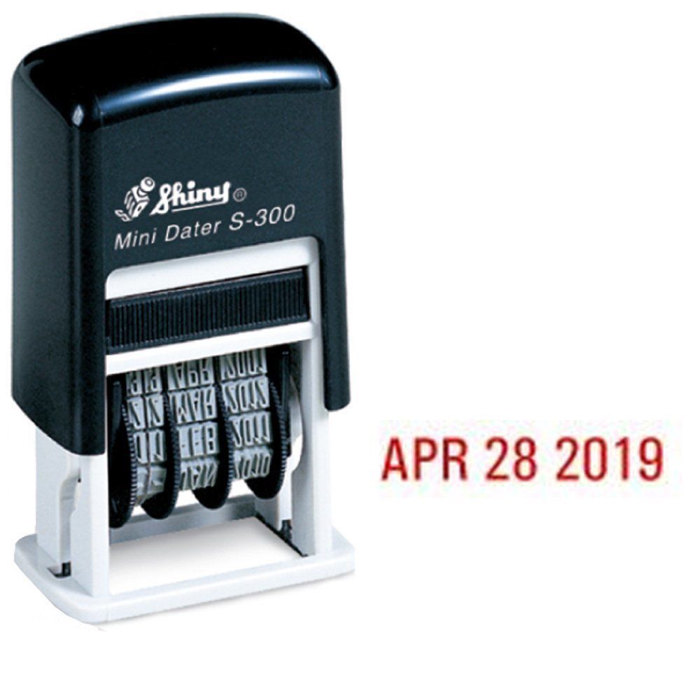Dater Shiny Stamp Self Inking Rubber Stamp Red Ink Line Dater Office Products